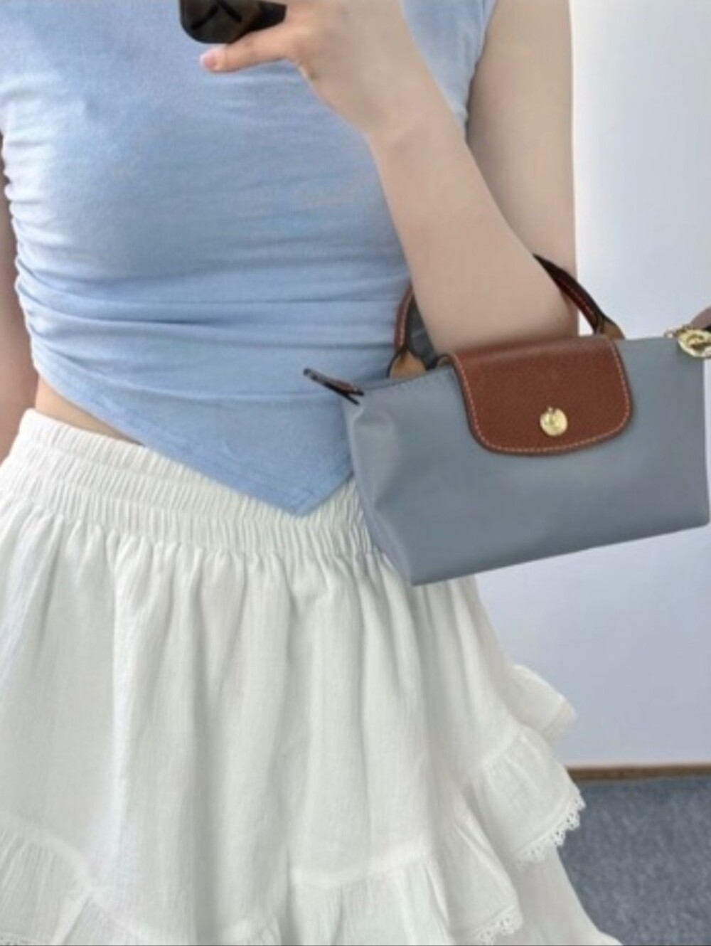Longchamp Tasche Grey Mini Bag with Removable Strap NWT - Picture 6 of 7